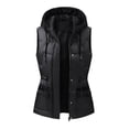 thumbnail image 2 of Olyvenn Women's Plus Drawstring Solid Color Vest Coat Pocket Zipper Hooded Jacket Sleeveless Hooded Casual Female Outwear Black L, 2 of 9