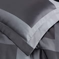 thumbnail image 5 of Chezmoi Collection 4-Piece Geometric Jacquard Comforter Set King Size, Soft Silky Lustrous Modern Gray Geometric Block Pattern Lightweight Bedding Set for All Seasons, 5 of 10