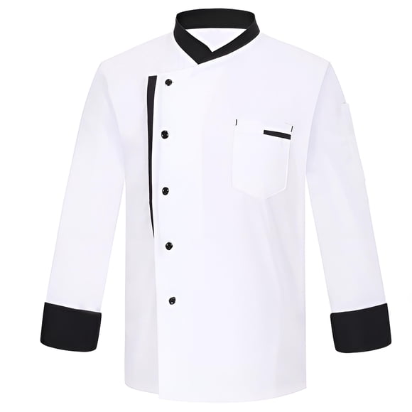 Nokdvo Uniforme de Chef Homme Mode 2026 Fermeture à Boutons Respirant Manteau à Manches Courtes Printemps Été Coupe Ample Tenue de Travail Poches, Blanc TG