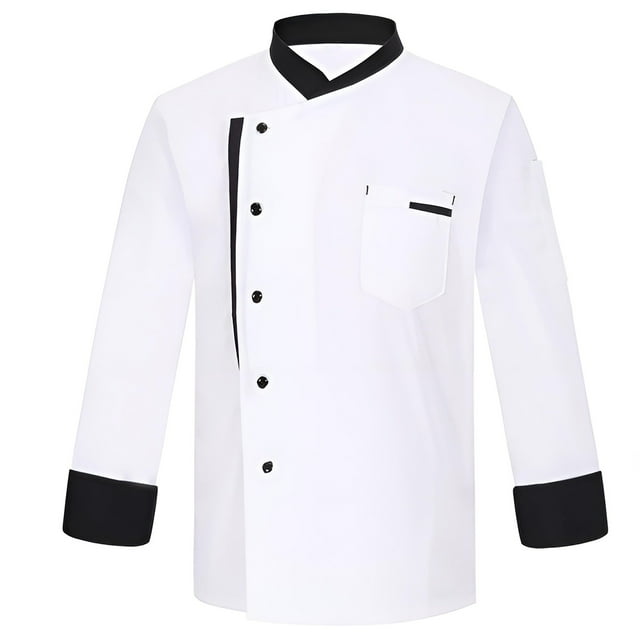 Nokdvo Men Chef Shirts Plus Size Button Breathable Short Sleeve Jacket Spring Summer Loose Uniform Pocket,White 2XL