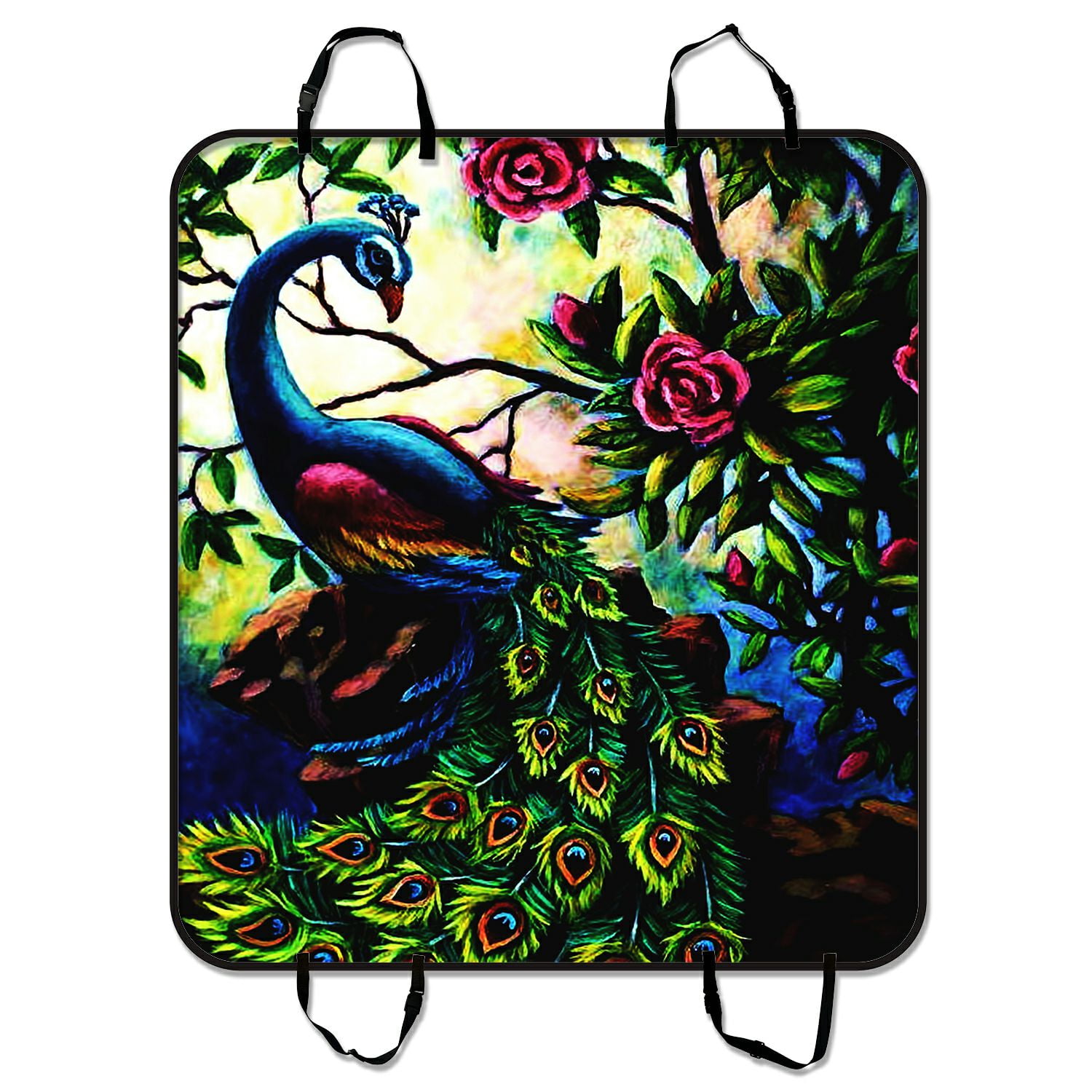Pair Peacock Decorations Deluxe Printing Small Purse Portable Receiving Bag