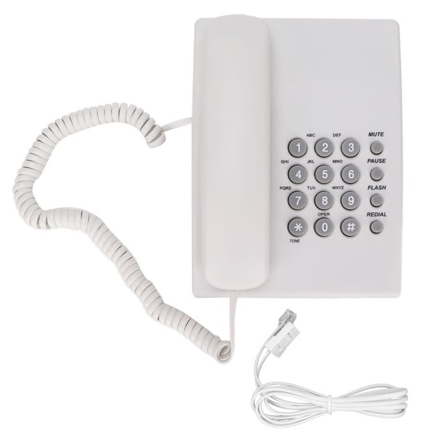 Téléphone Filaire à la Maison, Téléphone Fixe Filaire Volume Réglable pour la Maison pour l'Hôtel Blanc