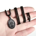 thumbnail image 2 of APSVO Black Saint St Michael Necklaces for Men Boys Stainless Steel Medal Pendant Chain Christian Religious Catholic Birthday First Communion Graduation Fathers Day Jewelry Gifts Teen Him Dad Kids, 2 of 5