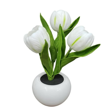 

Chicmine Night Light Eye-catching Safe Lightweight Bedside Tulips Artificial Flowers Light for Bedroom