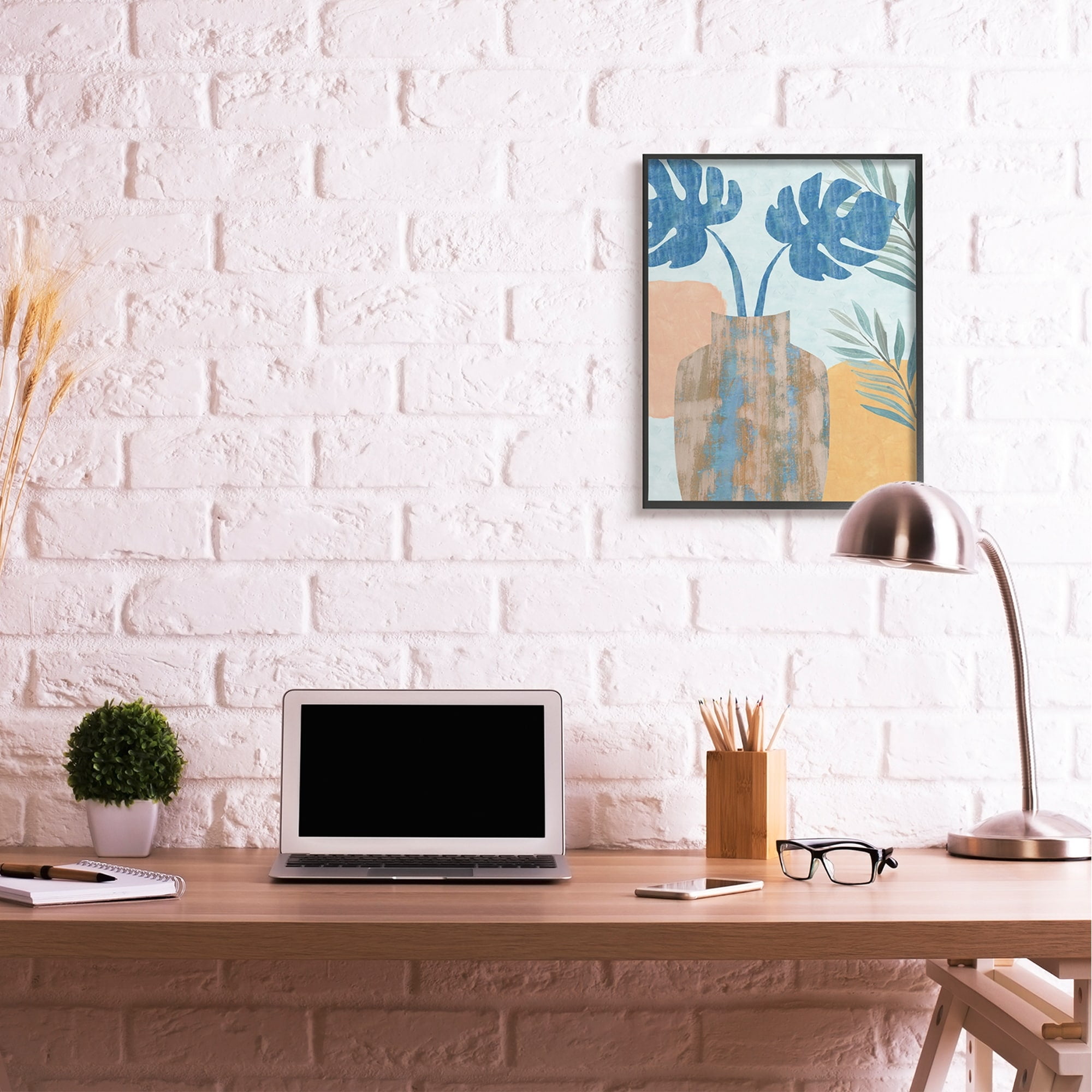 Stupell Industries Tropical Monstera Western Abstract Orange Blue,16 x 20,Designed by Flora Kouta