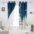 thumbnail image 3 of Hokiten Blue Christmas Tree Blackout Curtains | Light Blocking Print Window Curtains, Xmas Tree Yellow Moon Balls Thermal Insulated Window Drapes for Living Room Kitchen Cafe (2 Panels, 104"W x 84"L), 3 of 7