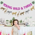 thumbnail image 5 of Young Wild and Three Birthday Decorations for Girls - Young Wild & Three Banner, Wild Animal Birthday Banner, Jungle Safari Theme Party Decorations for 3rd Birthday, 5 of 7