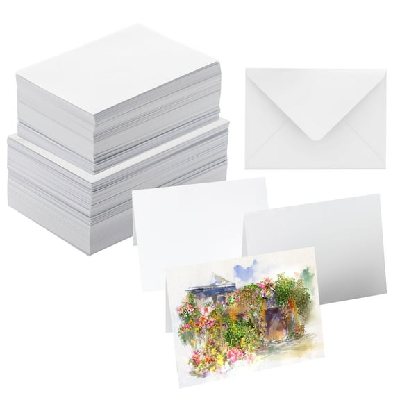 50 Pack Heavyweight Cotton Watercolor Cards with Envelopes, 5 x 7 Inch Blank Folded Watercolor Cards for Painting or Card Making, Ideal for Christmas and Birthday Gifts