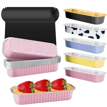 Mini Loaf Pans with Spoons 50 Pack, 7oz Rectangle Aluminum Foil Baking Containers,Disposable Bread Loaf Cake Pans