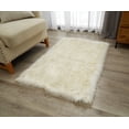 thumbnail image 2 of Lanco Fluffy Sheepskin Faux Fur Shag Area Rug, Gold, 30x46, 2 of 5