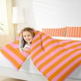 thumbnail image 4 of Feelyou Orange Pink Striped Full Size Comforter Sets for Kids, Abstract Ombre Bedding Comforter Set, Modern Fashion Reversible Bedding Sets, Breathable Home Decor, 3pcs, 4 of 8