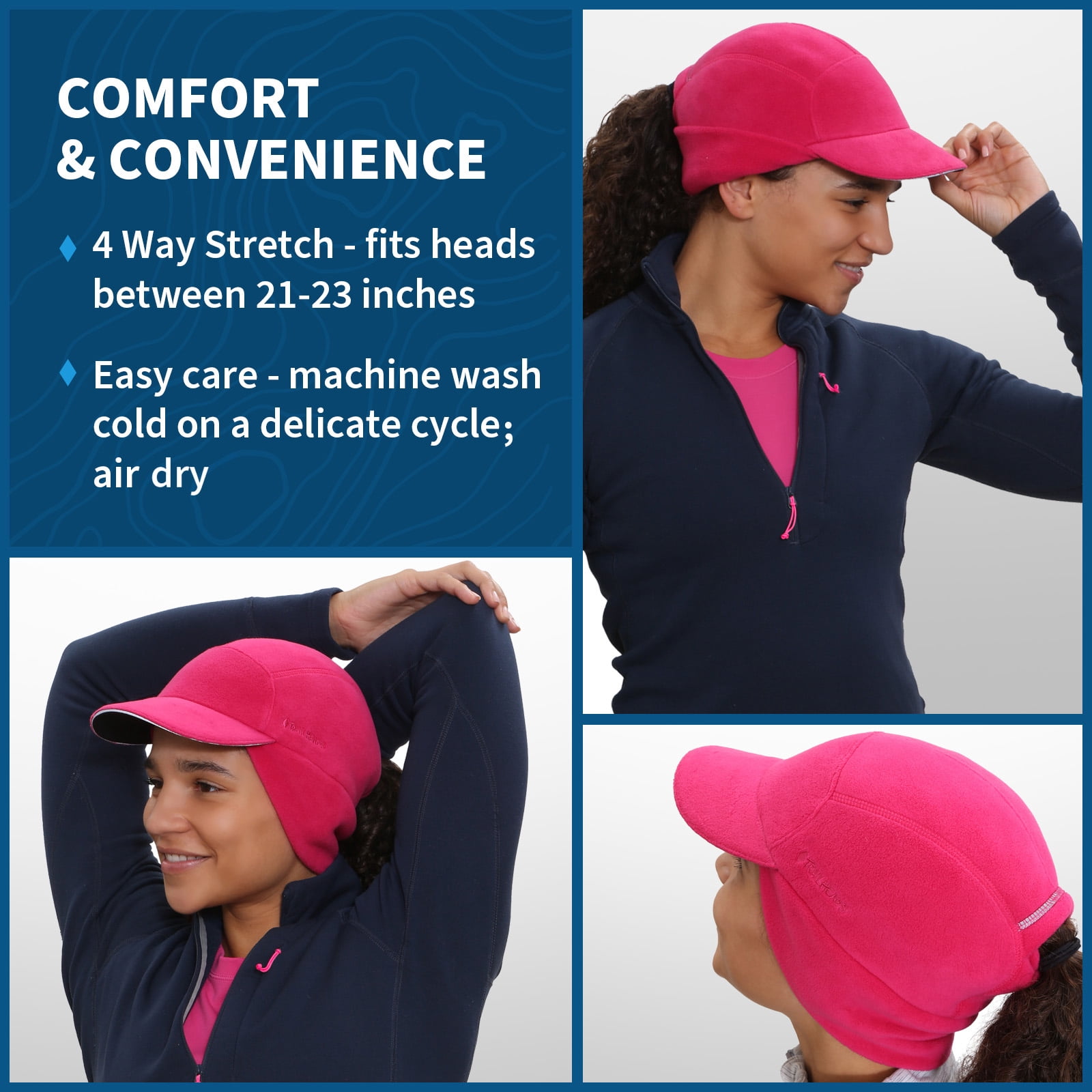 Women\'s Magenta Trailblazer Reflective Fleece Ponytail Hole Winter Hats TrailHeads Fleece Ponytail Hat for Women – Trailblazer  main image 4