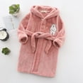 thumbnail image 7 of 2 Piece Toddler Robe Boys Girls Hooded Flannel Bathrobe Long Sleeve Soft Fleece Plush Robes Cute Animal Pajamas Sleepwear, Pink, 5 Years, 7 of 7