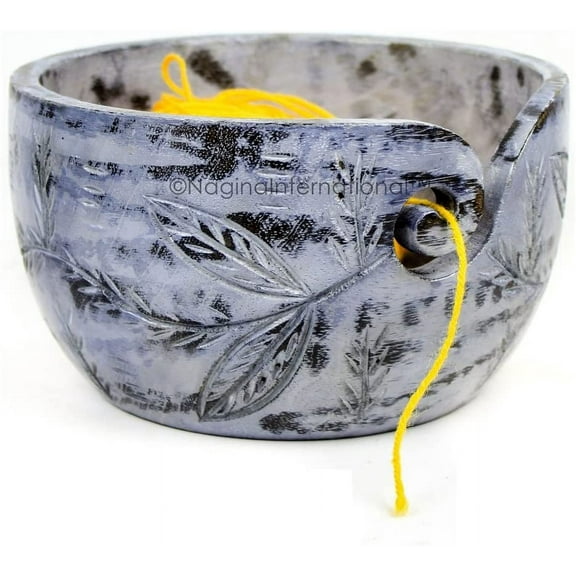 Exquisite Premium Yarn Ball Storage Bowls | Hand Painted Lovely Decor Yet Functional Yarn Dispenser (Small ( 6 x 3 x 6 Inches ), Ash Grey)