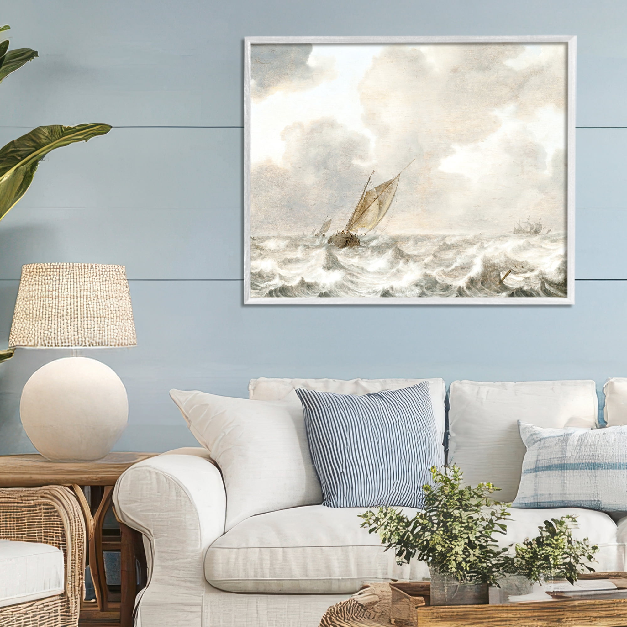 Stupell Industries Vintage Stormy Seas White Framed Giclee Art, design by Leah Straatsma