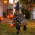 thumbnail image 6 of choiix Halloween Witch Cape and Hat Set with Tie Front Cloak and Broomstick Printed Cape and Hat Costume Outfit with 3 Piece Accessories Cosplay Dress and Party Outfit, 6 of 8