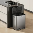 thumbnail image 4 of MRBIN Dual Trash Can Recycling Bin Combo Stainless Steel, 60L / 16gal Large Kitchen Garbage Pail with Lid, 2 x 8 Gallon (2 x 30 Liter) Tall Large Step Rectangle Double Compartment Sided Waste Basket, 4 of 11