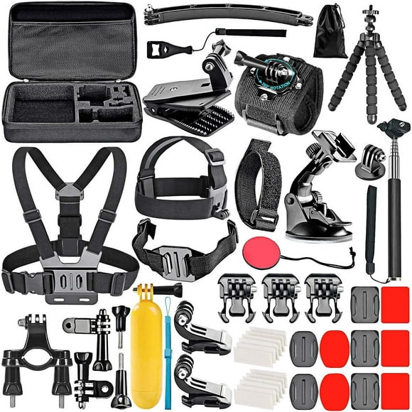 50 in 1 Action Camera Accessories Kit: Compatible with GoPro Hero 9 8 Max 7 6 5 4 Black GoPro 2018 Session Fusion Silver White Insta360 DJI AKASO APEMAN Campark SJCAM etc.