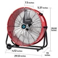 thumbnail image 2 of Tornado 24 Inch High Velocity Heavy Duty Tilt Metal Drum Fan Wide Version Red Commercial, Industrial Use 3 Speed 8800 CFM 8 FT Cord UL Safety Listed, 2 of 7
