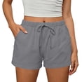 thumbnail image 2 of Only Moment Shorts for Women Blended Fabric Summer Casual Wide Leg Loose High Waist Drawstring Dressy Shorts 2026 Beach Vacation Clothes Golf Shorts Women Grey,M, 2 of 6