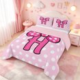 thumbnail image 2 of meiyoeat Polka Dot Letter Monogram Full Size Comforter Sets For Girls,Cute Coquette Bow Bedding Comforter Set,Pink Reversible,3-Piece,1 Comforter and 2 Pillowcases, 2 of 7