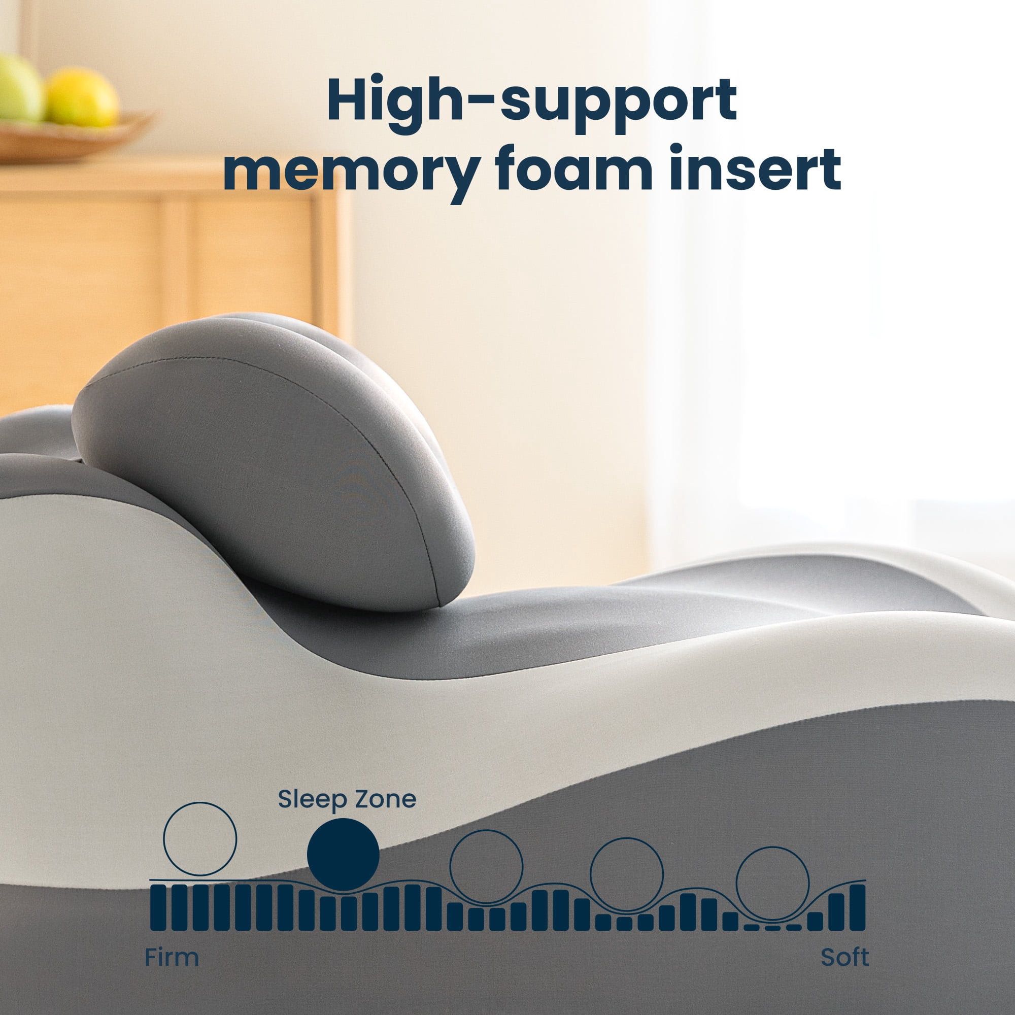 SLEEP ZONE Memory Foam Reading Pillow, Multi-Position Support Bed Pillow for Petite Adults, Reading Tools, Fun Couple Pillows Prone Back and Knee Support Leg Elevation with Washable Cover, Gray
