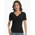 thumbnail image 2 of Long Sleeve Shirts for Women Basic Casual V Neck Tops Ribbed Slim Fitted Blouse, 2 of 6