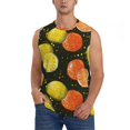 thumbnail image 2 of Lsque Orange Lemon Print Men's Cotton Blend Sleeveless Muscle Shirts (S-3XL)- Moisture Wicking, Odor Protection, UPF 30+,Medium, 2 of 8