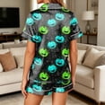 thumbnail image 6 of Halloween Pajamas for Women Set 2 Piece Silk Satin Summer Pajama Sets Halloween Cute Pjs Lounge Matching Button Shirt with Shorts, 6 of 6
