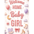 thumbnail image 3 of Decorative Design Welcome Home Baby Girl Polyester Material Baby Shower Banner Colorful Theme for Baby Shower Nursery Indoor Decoration, 3 of 7