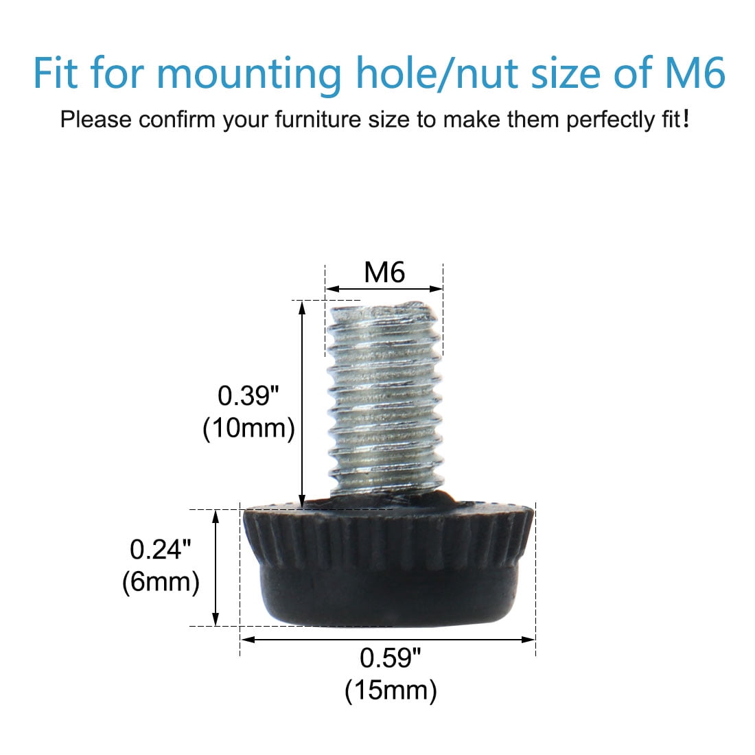 Unique Bargains M6 x 10 x 15mm Leveling Feet Adjustable Leveler Pad for Furniture M6*10*15mm