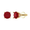 thumbnail image 2 of 1.5 Ct Round Cut Studs Red Ruby 18K Yellow Solid Solid Gold Everyday Dainty Earrings Screw Back, 2 of 7