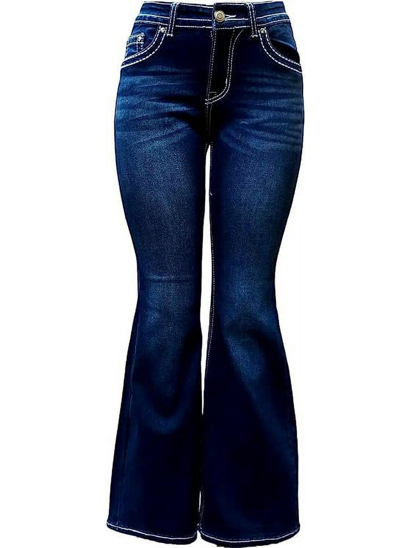 H&Y Women's 70s Trendy Sexy Rhinestone Studded Flare High