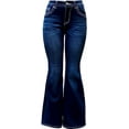 thumbnail image 3 of H&Y Women's 70s Trendy Sexy Rhinestone Studded Flare Fitted High Waist Bell Bottom Denim Jeans, 3 of 5