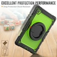 thumbnail image 6 of Samsung Galaxy Tab A8 Case 10.5 Inch 2022 SM-X200/X205/X207 with Built-in Screen Protector, Dteck Heavy Duty 3 in 1 Shockproof Bumper Full Body Drop Protection with 360° Ring Holder,Black+Green, 6 of 8