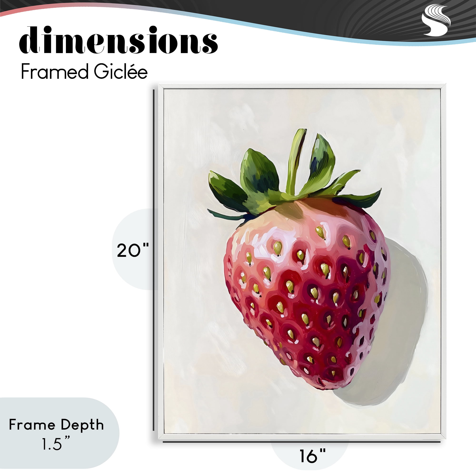 Stupell Industries Juicy Shine Strawberry White Framed Giclee Art, design by The Prints Vibe