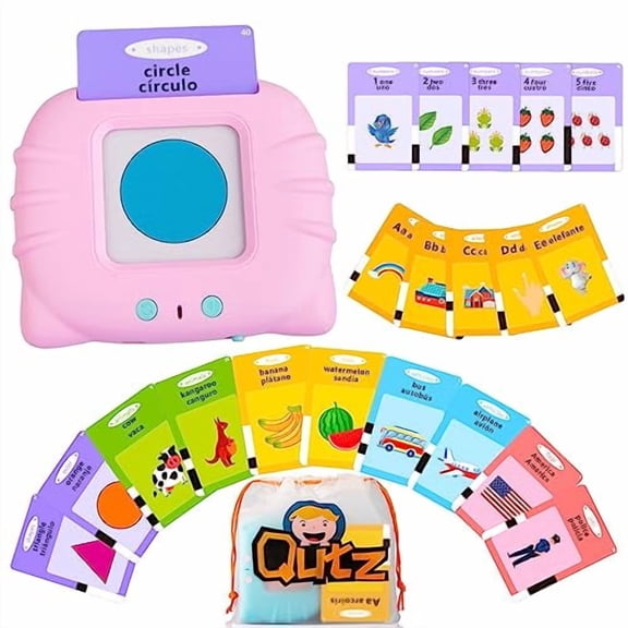 ABC Learning Flash Cards for Toddlers 2-4 Bilingual Spanish English,Autism Toys,Speech Therapy Toys,Educational Talking 275 Sight Words Cards for Boys and Girls,