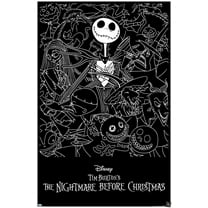 Disney Tim Burton's The Nightmare Before Christmas - Black and White Wall Poster, 22.375" x 34"
