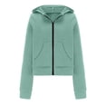 thumbnail image 5 of Fashion Zip Up Hoodie for Womens Pullover Plus Size Casual Loose Hooded Long Sleeve Zipper Solid Cardigan Blouse Hoodies Sweatshirt With Pocket, 5 of 5
