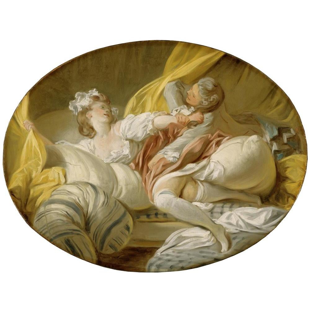 Jean-Honoré Fragonard 14x12 Black Modern Framed Museum Art Print Titled - The Beautiful Servant