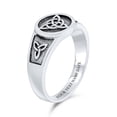 thumbnail image 3 of Bling Jewelry Womens Unisex Silver Ring with Viking Celtic Infinity Knot Triquetra Signet Design, 3 of 6