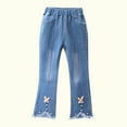 thumbnail image 4 of Pants for Baby Boy Toddler Kids Baby Girls Fashion Cute Sweet Boe Flared Pants Trousers Jeans Pants New Capris Jeans Blue 9-10T, 4 of 6