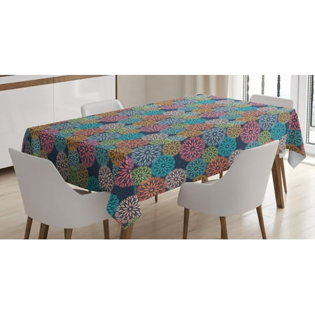 

Flower Tablecloth Ethnic Floral Composition Petal Silhouettes Corsage Feminine Romance Illustration Rectangular Table Cover for Dining Room Kitchen 60 X 84 Multicolor by Ambesonne