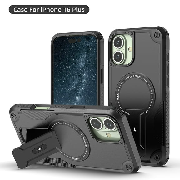 TYJKeJi Case with Holder Stander Kickstand Drop Resistant Shockproof Case For iPhone 16 Plus (6.7inch)