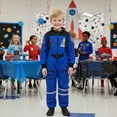 thumbnail image 4 of Pandaie Kids Boys Girls Space Astronaut Costume Suit Long Sleeve Zipper Jumpsuit for Halloween Cosplay Holiday Present Blue,8-9 Years, 4 of 6