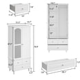 thumbnail image 3 of WIAWG 2-Door Wardrobe Armoire Closet with 3 Drawers and Hanging Rod plus Mirror, White, 3 of 8