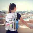 thumbnail image 4 of Student Clear Backpack, Large Heavy Duty PVC Transparent Backpack, See Through With Reinforced Straps Backpack Clear Bookbag For School, Sports, Work, Travel, College,Grey Black Pink Purple, 4 of 5