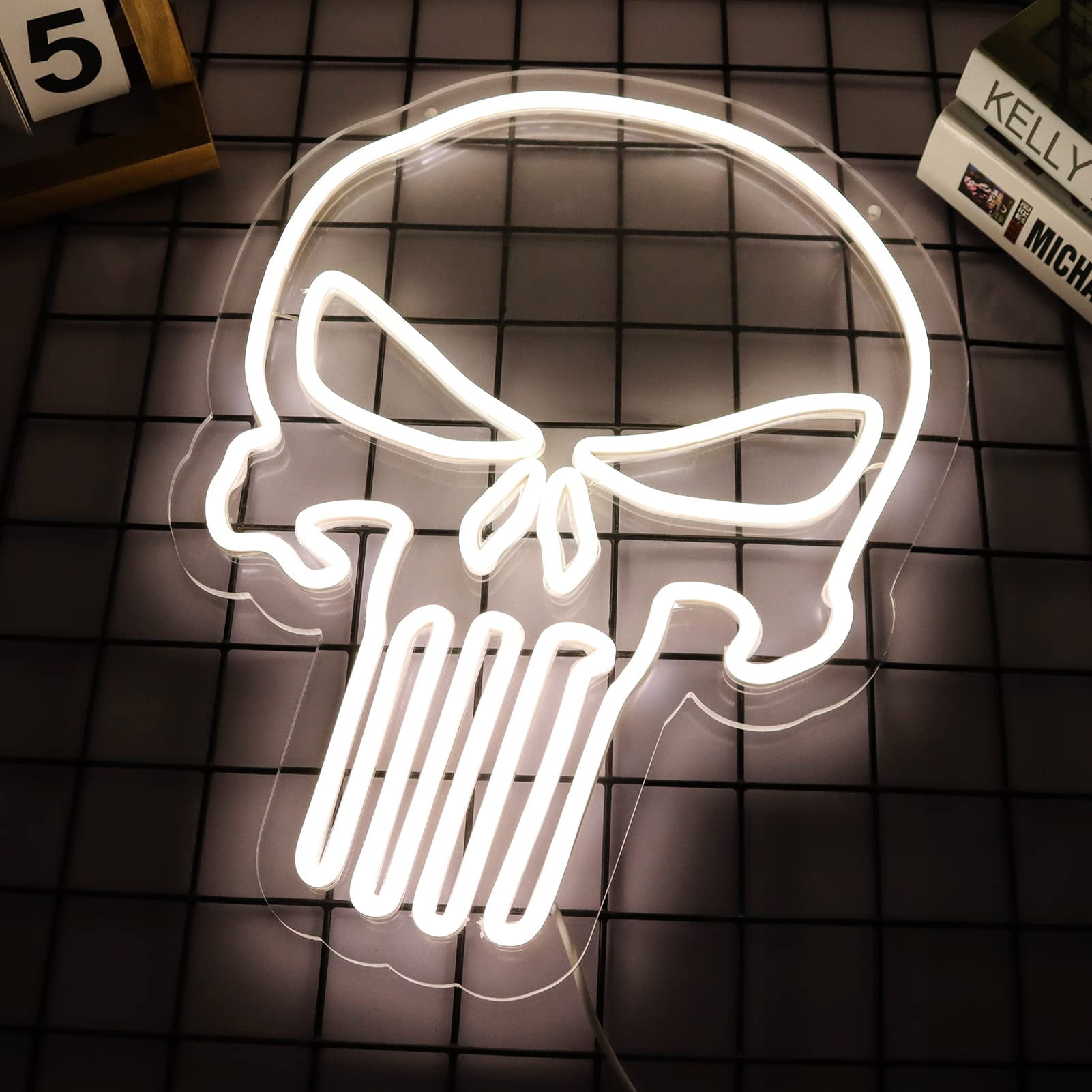 Skull Neon Sign LED Dimmable Light USB Powered Wall Decor Lamp for Gaming Room Bedroom Party Decoration