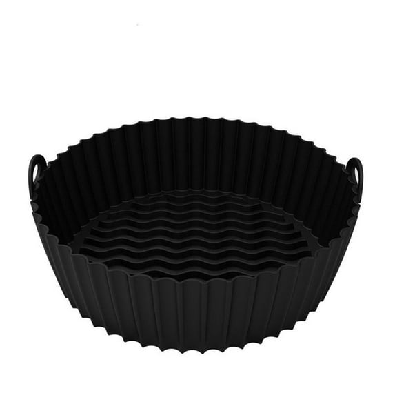 Multifunctional Bread Fried Chicken Pizza Plate Grill Pot Tray Oven Baking Basket AirFryer Accessories Air Fryer Silicone Pot Heating Baking Pan Steamer Liner BLACK