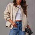 thumbnail image 3 of Chaqueta Bomber Jacket Shacket Jacket Mujer con Bolsillos Moda Streetwear Ygjytge Blanco T XL para Mujer, 3 of 5
